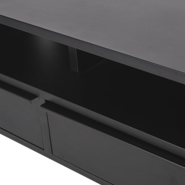 Meuble TV 2 tiroirs en métal noir mat-Watkin cropped-4