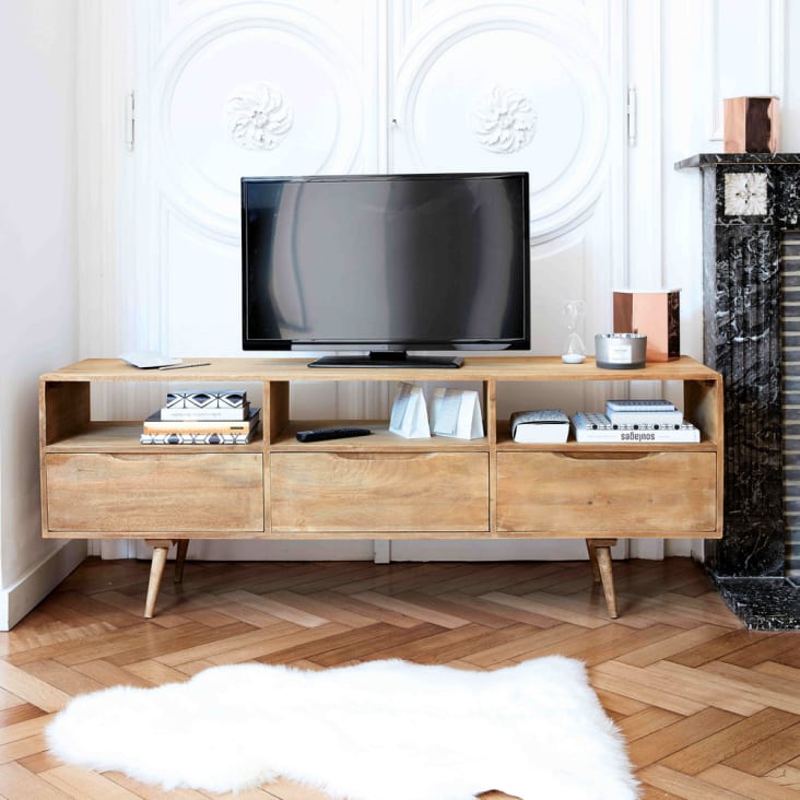 Meuble TV vintage en manguier-Trocadero ambiance-5