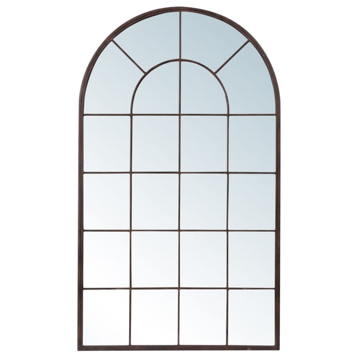 Miroir fenêtre arche en métal 65x110-Rusty
