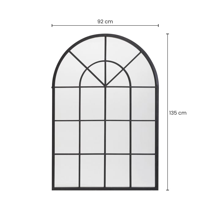 Miroir fenêtre arche en métal noir 92x135-Orangerie detail-6