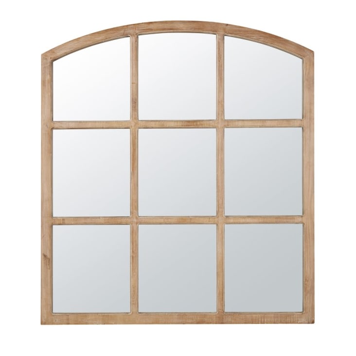 Miroir fenêtre rectangulaire arrondi marron 117x130-MALO