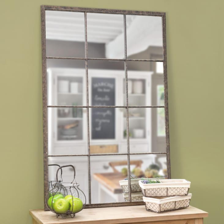 Miroir fenêtre rectangulaire industriel en métal 80x120-Artois ambiance-1
