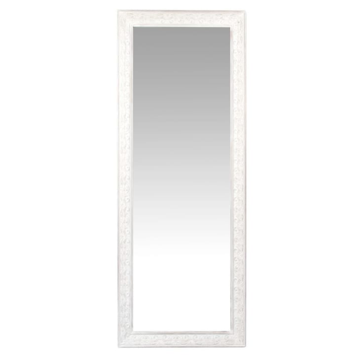 Miroir rectangulaire à moulures blanc grisé 50x130-PAULINE