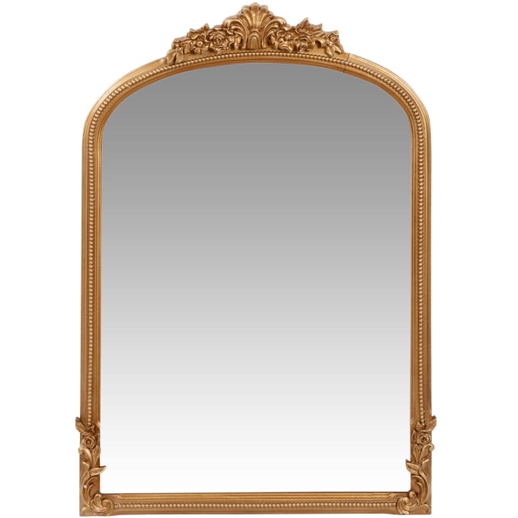 Miroir rectangulaire arrondi à moulures dorées 54x80