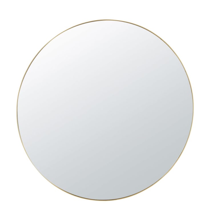 Miroir rond biseauté en métal doré D120-MATHIS
