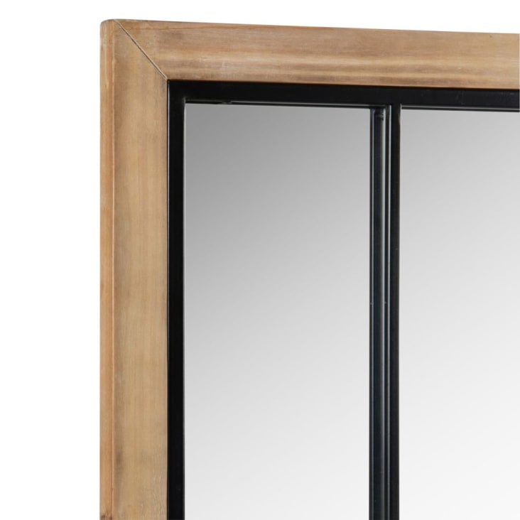 Miroir verrière rectangulaire coloris noir et naturel 80x65-BERGHAM