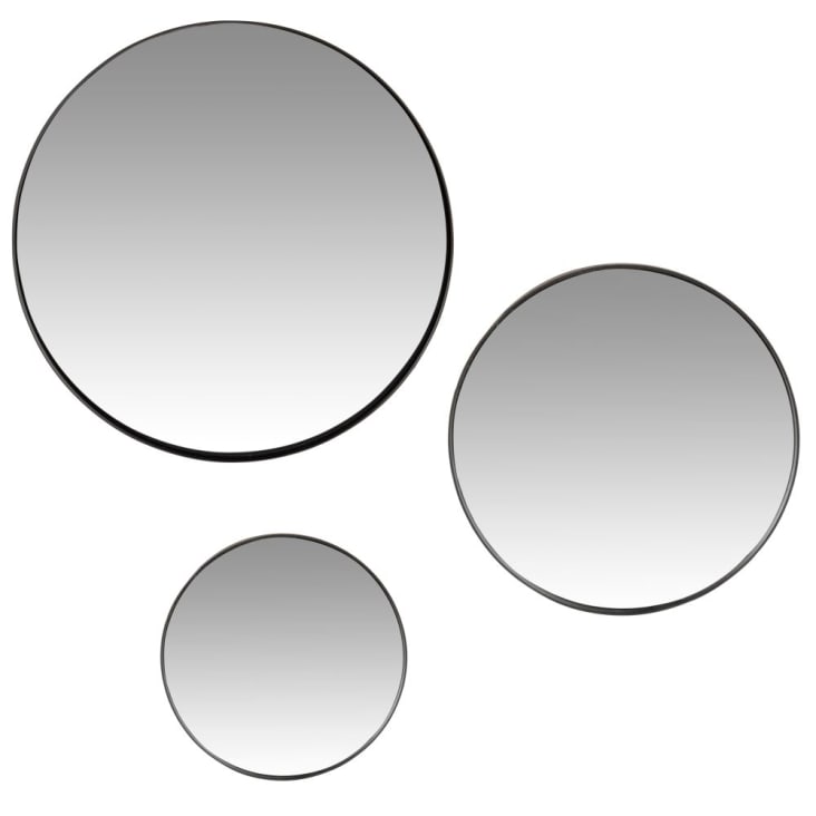 Miroirs ronds en métal noir D22 (x3)-CHIAVARI