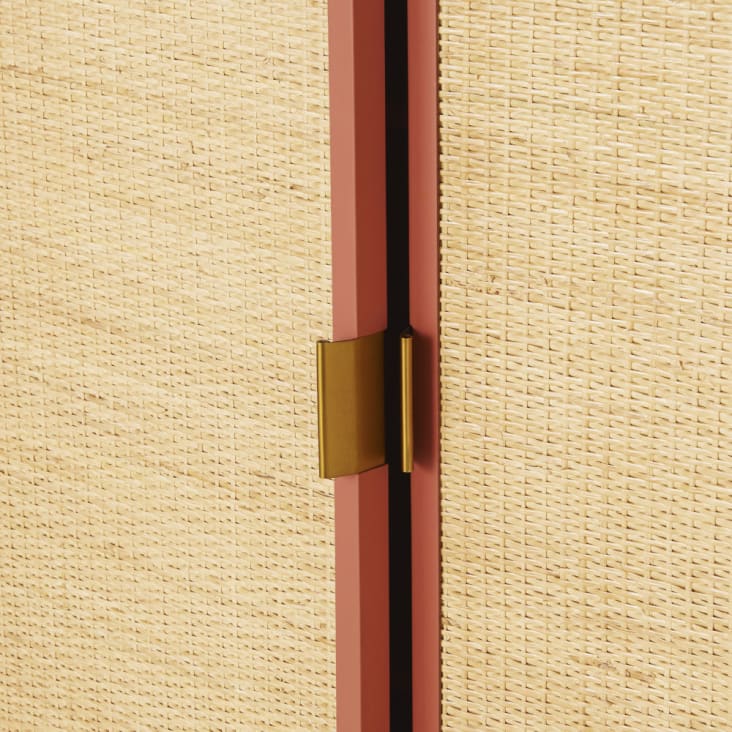 Mobiletto portaoggetti a 2 ante color terracotta in rattan-Tarifa cropped-3
