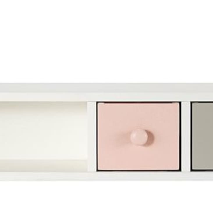 Módulo de almacenaje para escritorio con 2 cajones rosa y gris