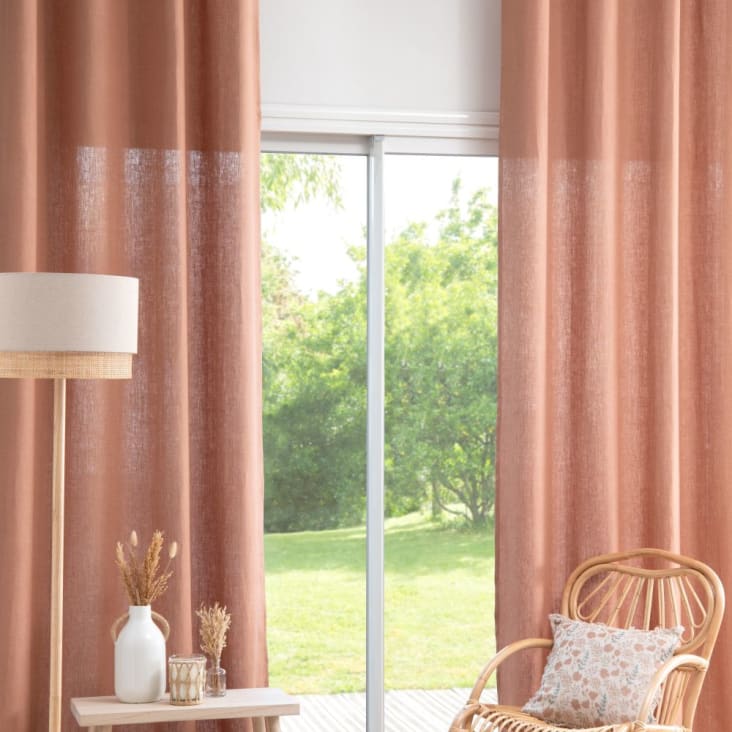 Mokkafarbener Vorhang mit Ösen aus 130x300cm, zertifiziert OEKO-TEX® Leinen, Vorhang, Maisons gewaschenem 1 du | Monde