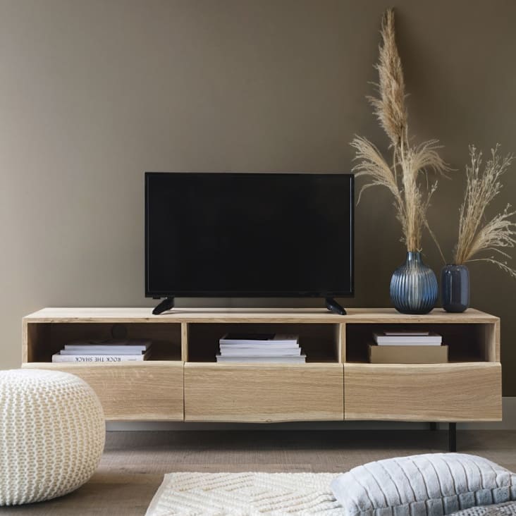 Móvel de TV com 3 gavetas de madeira de carvalho maciça-Magnus ambiance-7