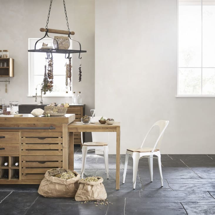 Mueble bajo de cocina para fregadero con 2 puertas de pino reciclado con efecto envejecido-Aubagne ambiance-9