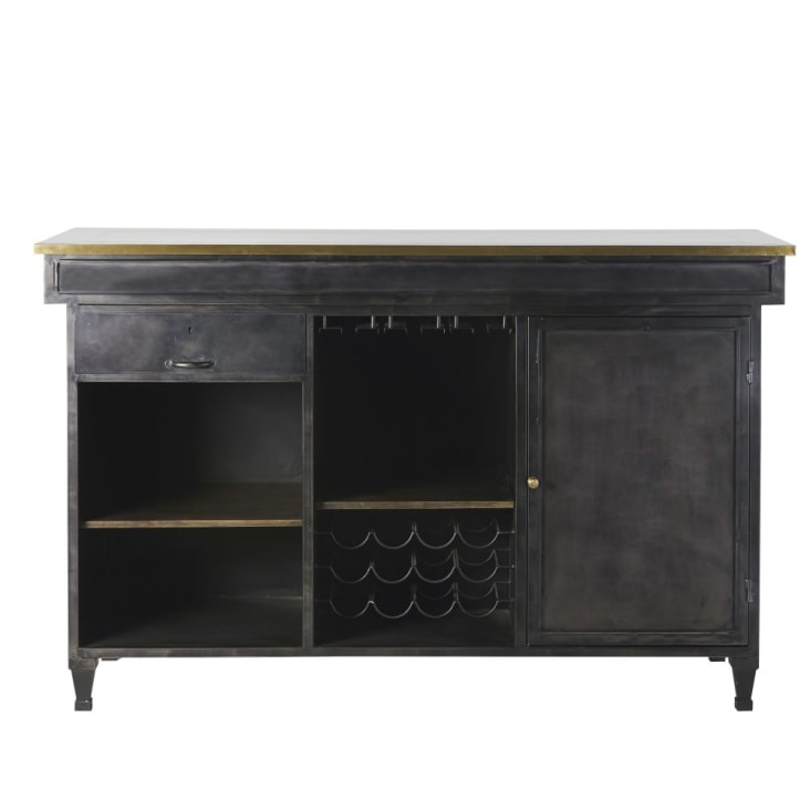 Mueble bar 1 cajón 1 puerta de color latón y negro-Gotham cropped-3