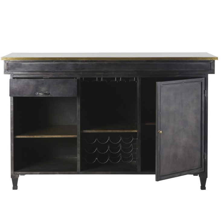 Mueble bar 1 cajón 1 puerta de color latón y negro-Gotham cropped-4