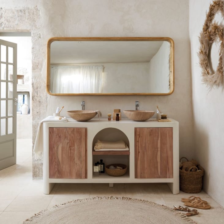 Mueble de baño con balda de madera maciza