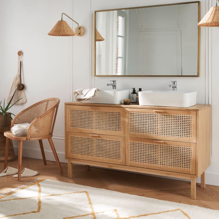 Mueble de Baño con 2 Cajones de Bambu y Tela – Perfect Home