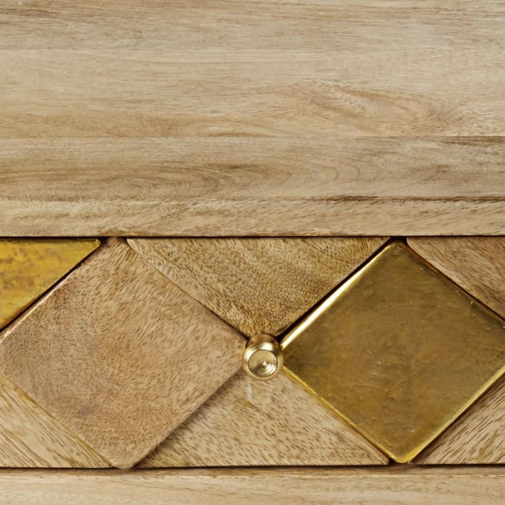 Nachttisch mit 1 Schublade aus Mangoholz mit vergoldetem Effekt-Salome detail-3