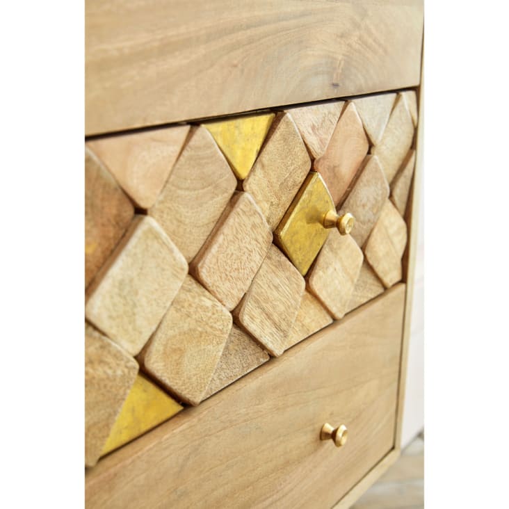 Nachttisch mit 1 Schublade aus Mangoholz mit vergoldetem Effekt-Salome detail-4