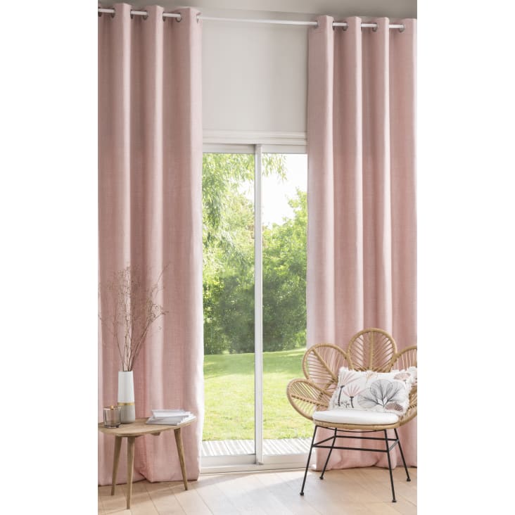 Ösenvorhang aus gewebter Jacquard in pudrigem Rosé 130x300, 1 Vorhang ANDY  | Maisons du Monde