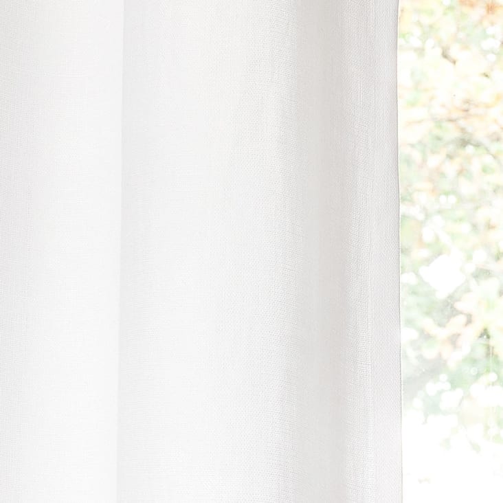 Ösenvorhang aus grobem weiß Leinen, 1 Vorhang 130x300 detail-2