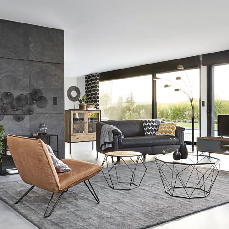 Ösenvorhang aus schwarzem Samt mit Jacquard-Mustern 140x300, 1 Vorhang  ASTON | Maisons du Monde | Fertiggardinen