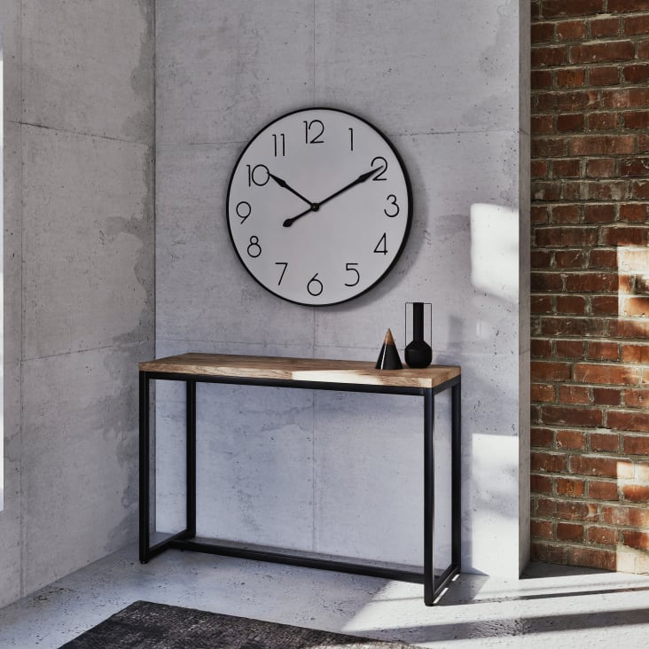 Orologio da parete in metallo bianco e nero O 80 cm Roman Maisons du Monde