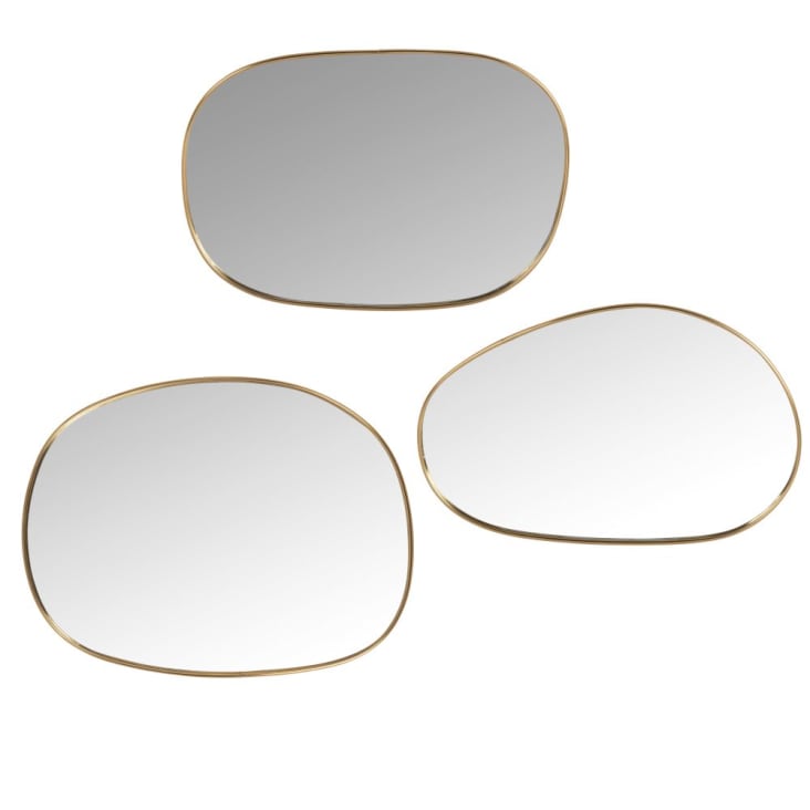 Ovale goldfarbene Spiegel, Set aus 3, 31x40cm-MAGNUS