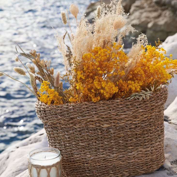 Panier Tressé En Jonc De Mer Naturel Avec Poignées – Pliable, Multifonction Pour Linge, Pique-Nique, Rangement Déco