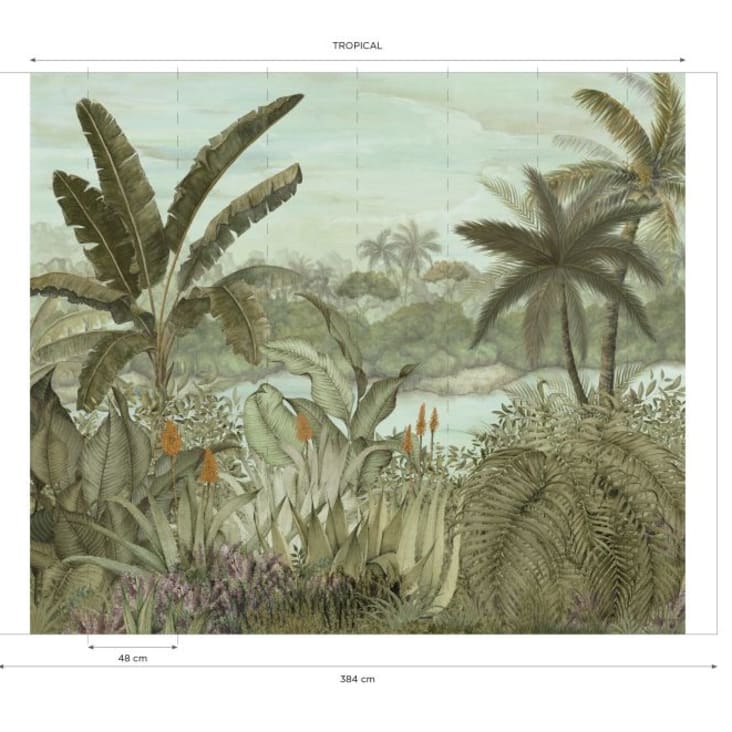 Papel pintado no tejido con estampado de paisaje tropical 350x300 ambiance-3
