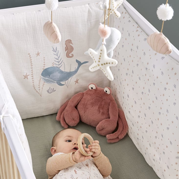 Paracolpi lettino neonato in garza di cotone bio stampa fondali