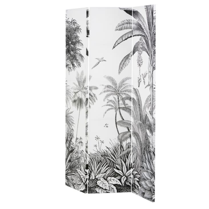 Paravent imprimé forêt tropicale noir et blanc-PARADISE cropped-2