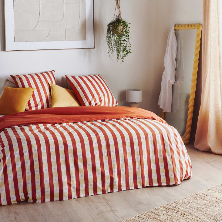 Home Linge Passion HP04960 - Copripiumino 240x260 Cm Con 2 Federe 63x63 Cm, Cotone 57 Fili/cm², Bianco E Marrone