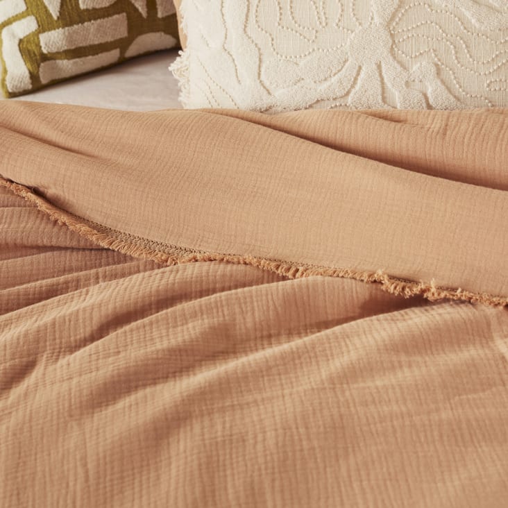Douceur D'Intérieur Angelia Parure Letto 3 Pezzi - Copripiumino E Federe In Garza Di Cotone, Sabbia - Foto 5
