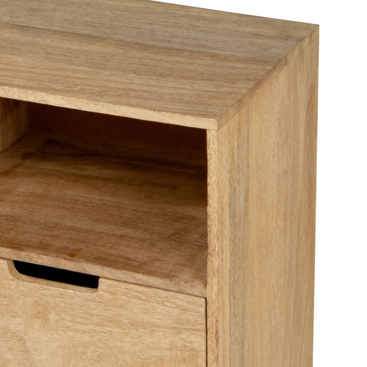 Petit meuble 1 niche et 2 tiroirs en manguier et métal noir Carlata ...