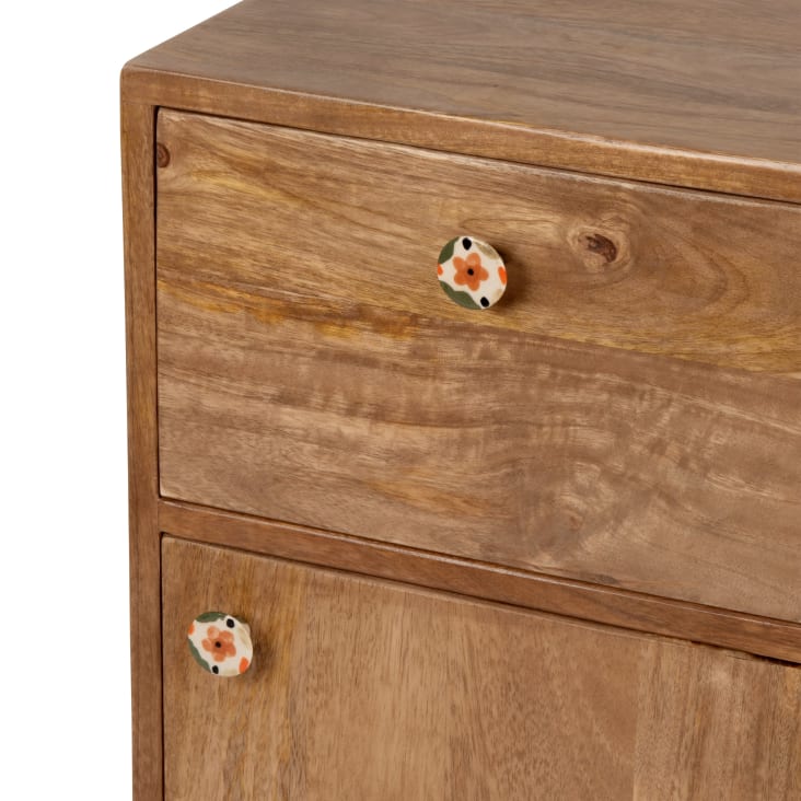 Petit meuble de rangement 1 tiroir 1 porte en bois de manguier-Bertie cropped-4