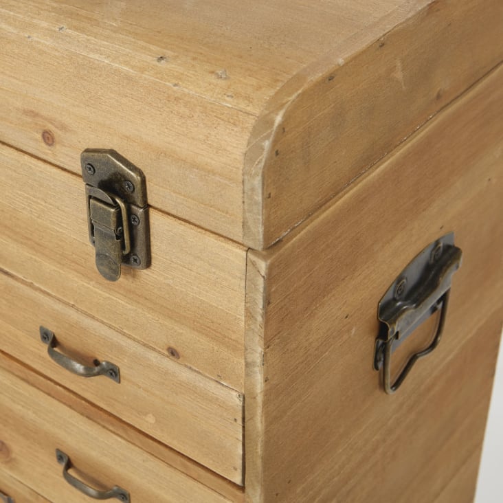 Petit meuble de rangement coffre 6 tiroirs en sapin-MARTIGUES detail-3