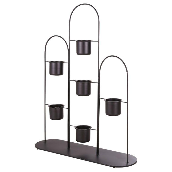 2x 4-stöckiger Pflanzenständer Aus Metall – 150x50x30 Cm, Schwarz Mit Holzplatten, Für Innenräume