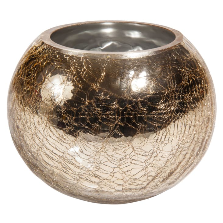 Photophore rond verre jaune H17,5cm MOSAÏQUES | Maisons du Monde