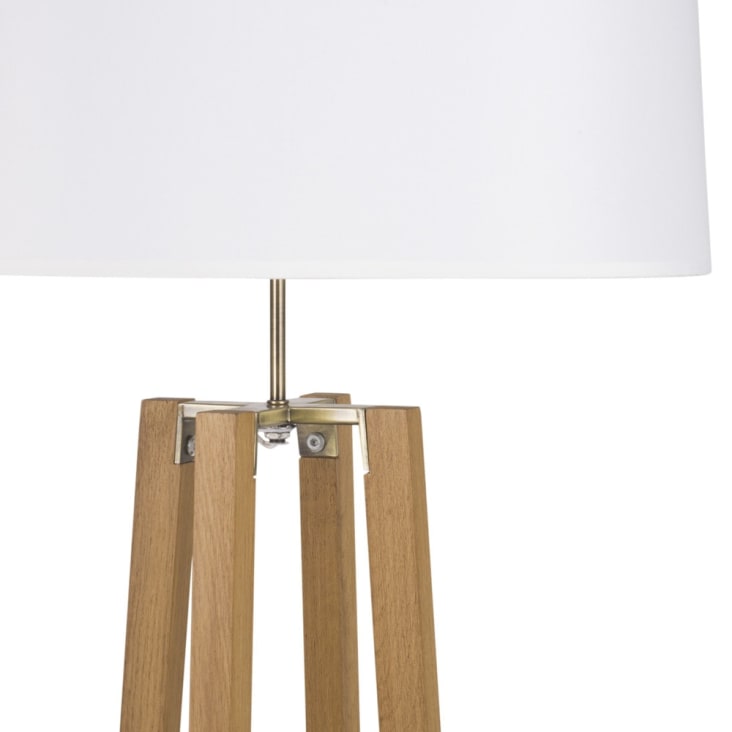 Piantana treppiede in legno di quercia e abat-jour bianco, h 160 cm-Sheffield detail-3