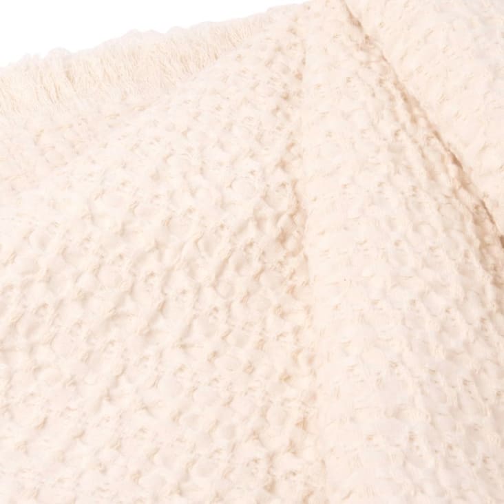 Plaid Bienennest-Motiv aus Baumwolle, ecrufarben 160x210-TANAL cropped-3