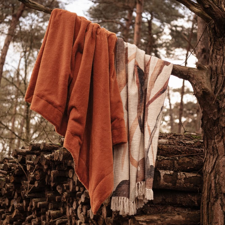 Plaid imitation fourrure marron 170x130 Camel Maisons du Monde