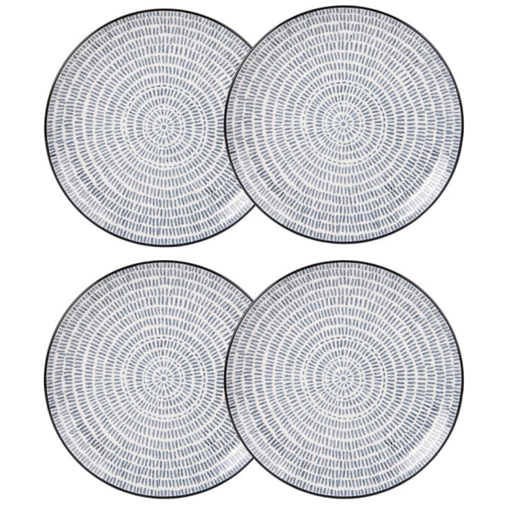 Plat bord van gris met blauwe streepjesprint-ISCHIA
