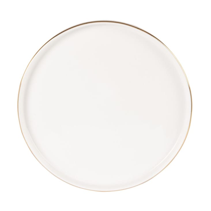 Plato de postre de porcelana blanca y dorada-BERENICE cropped-2