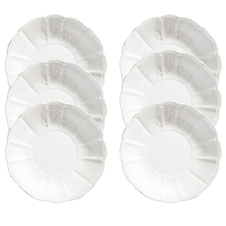 Plato Hondo De Loza GENEVIEVE LETHU 22.5 Cm Blanco - Colección Grano De Arroz