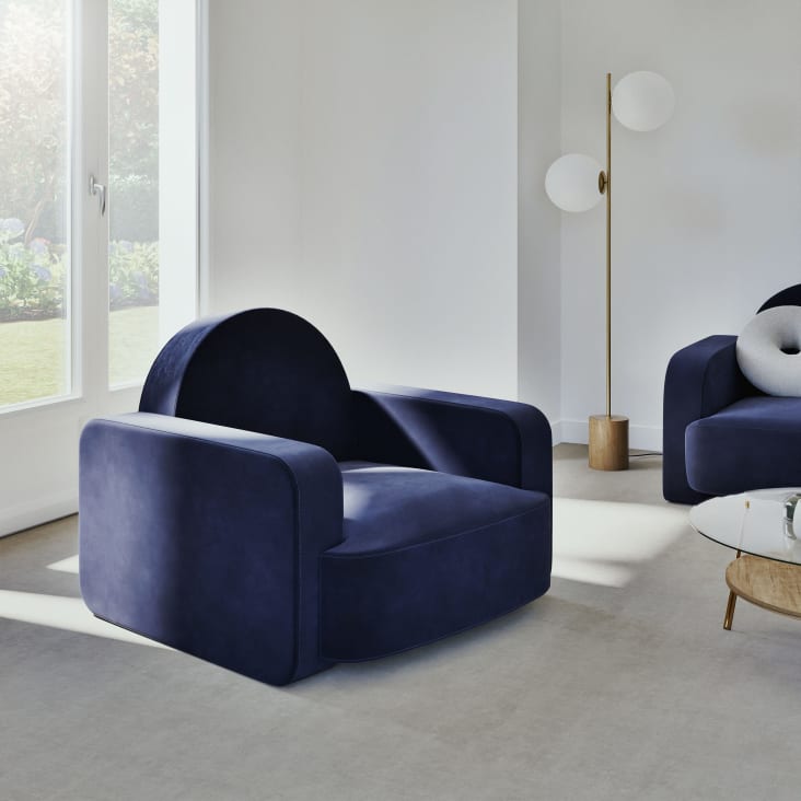 Schienale Poltroncine Velluto Blu Poltrona Divano Velluto Blu