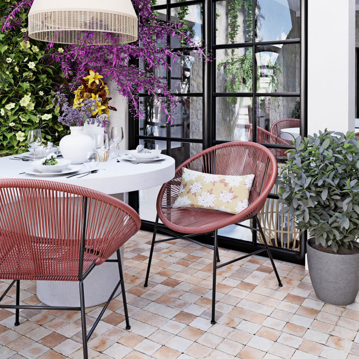 Rattan Poltrona Terracotta Poltrona Giardino Stile Orientale