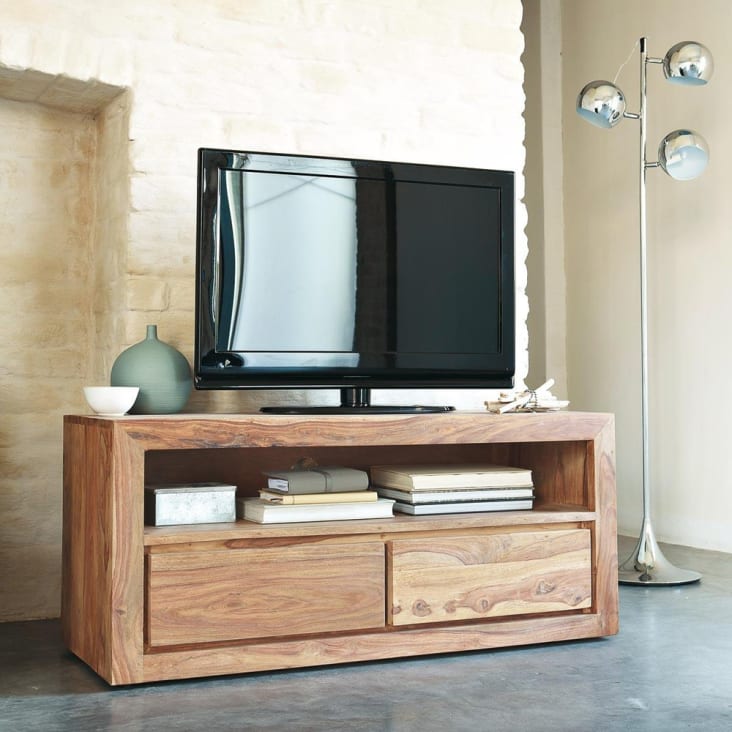 Porta-TV a 2 cassetti in massello di legno di sheesham-Stockholm ambiance-4
