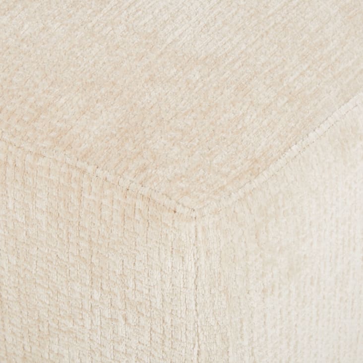 Pouf In Velluto Beige 39x39x30cm - Poggiapiedi Grande Con Struttura Legno, Portata 150kg - Foto 10