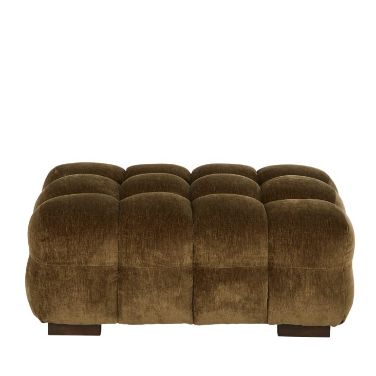 Pouf in velluto effetto invecchiato verde kaki Lilo | Maisons du Monde