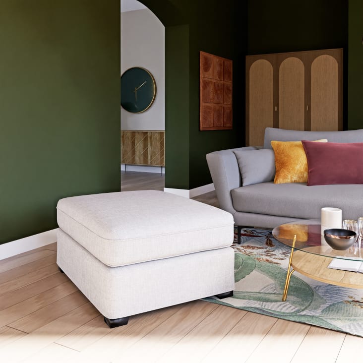 Pouf per divano componibile in tessuto riciclato grigio chiaro chiné Milano